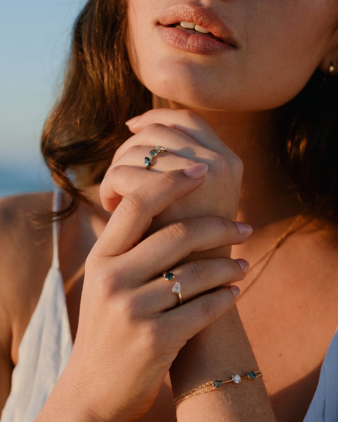 Sapphire Diamond Open Ring Bracelet