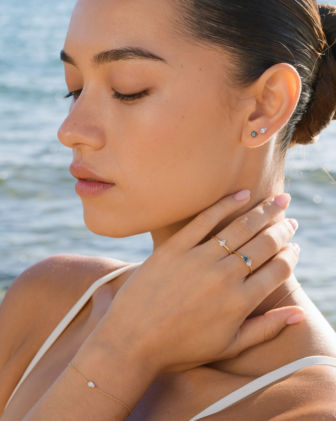 Petite Pear Solitaire Ring