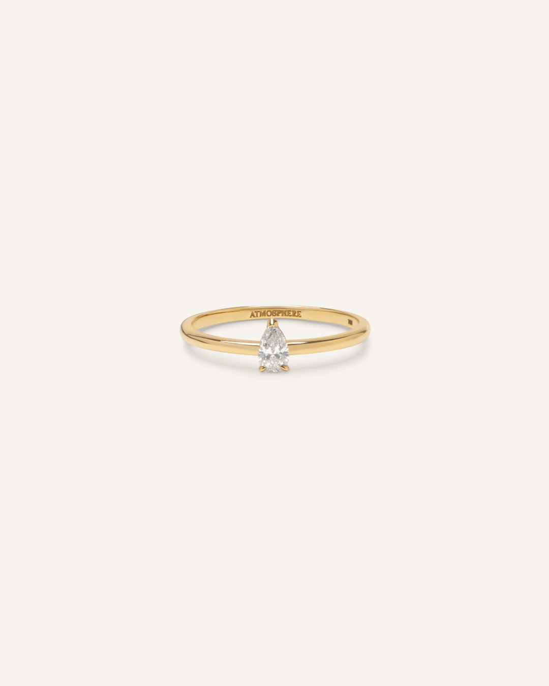 Petite Pear Solitaire Ring