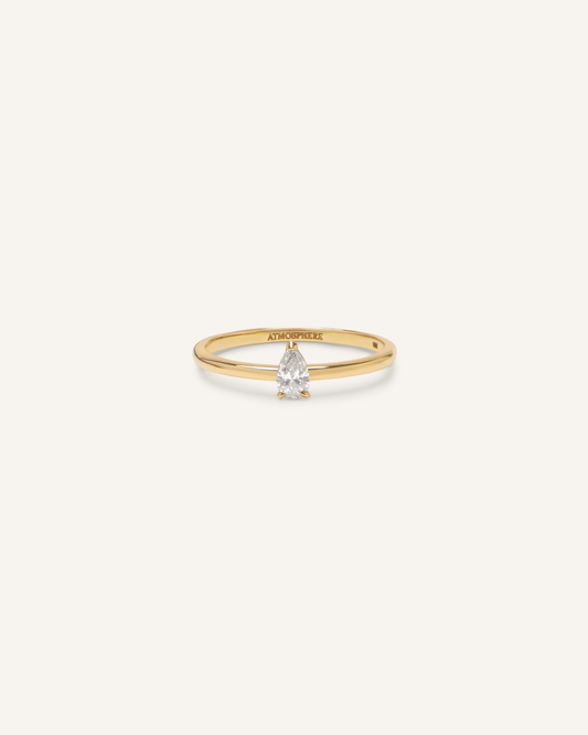 Petite Pear Solitaire Ring