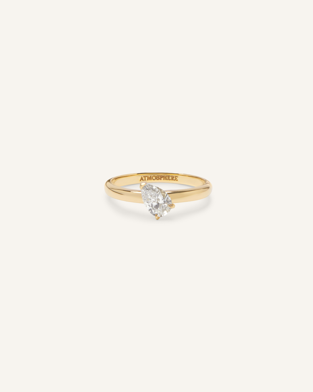 Pear Solitaire Pinky Ring