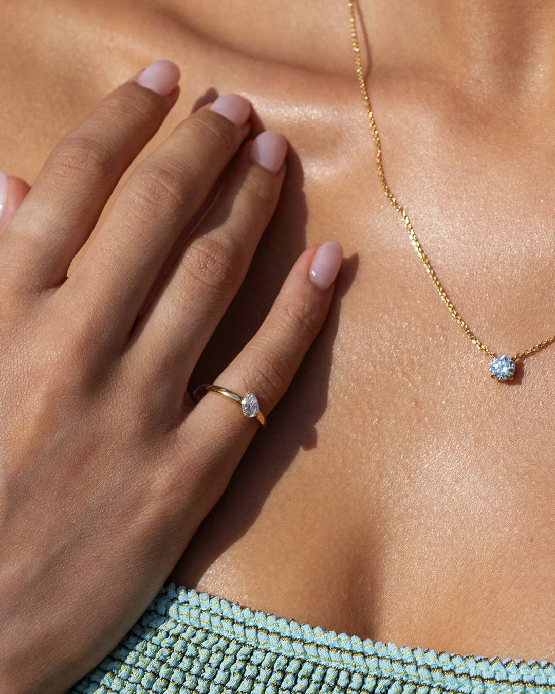 Pear Solitaire Pinky Ring