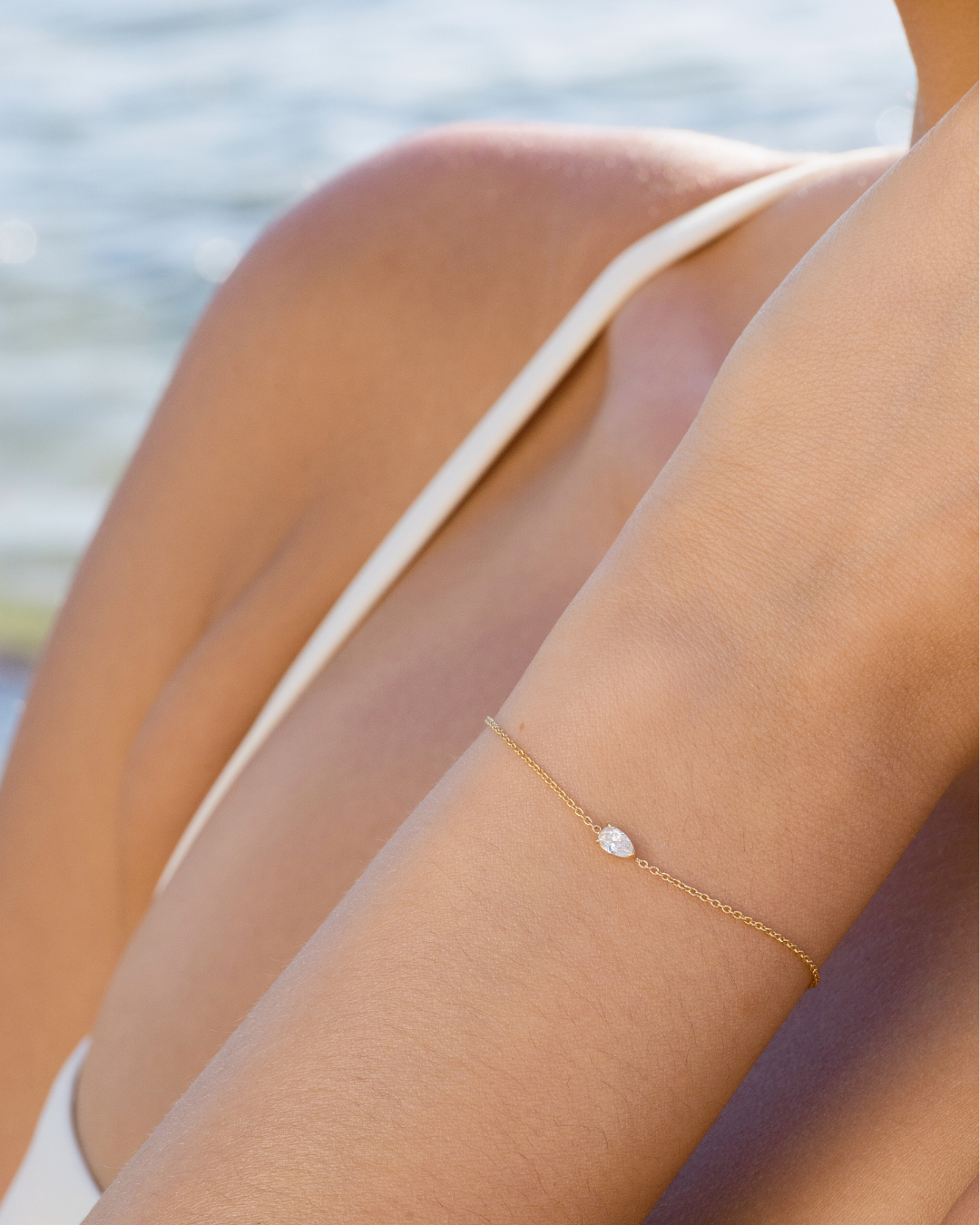 Diamond Pear Bracelet Worn