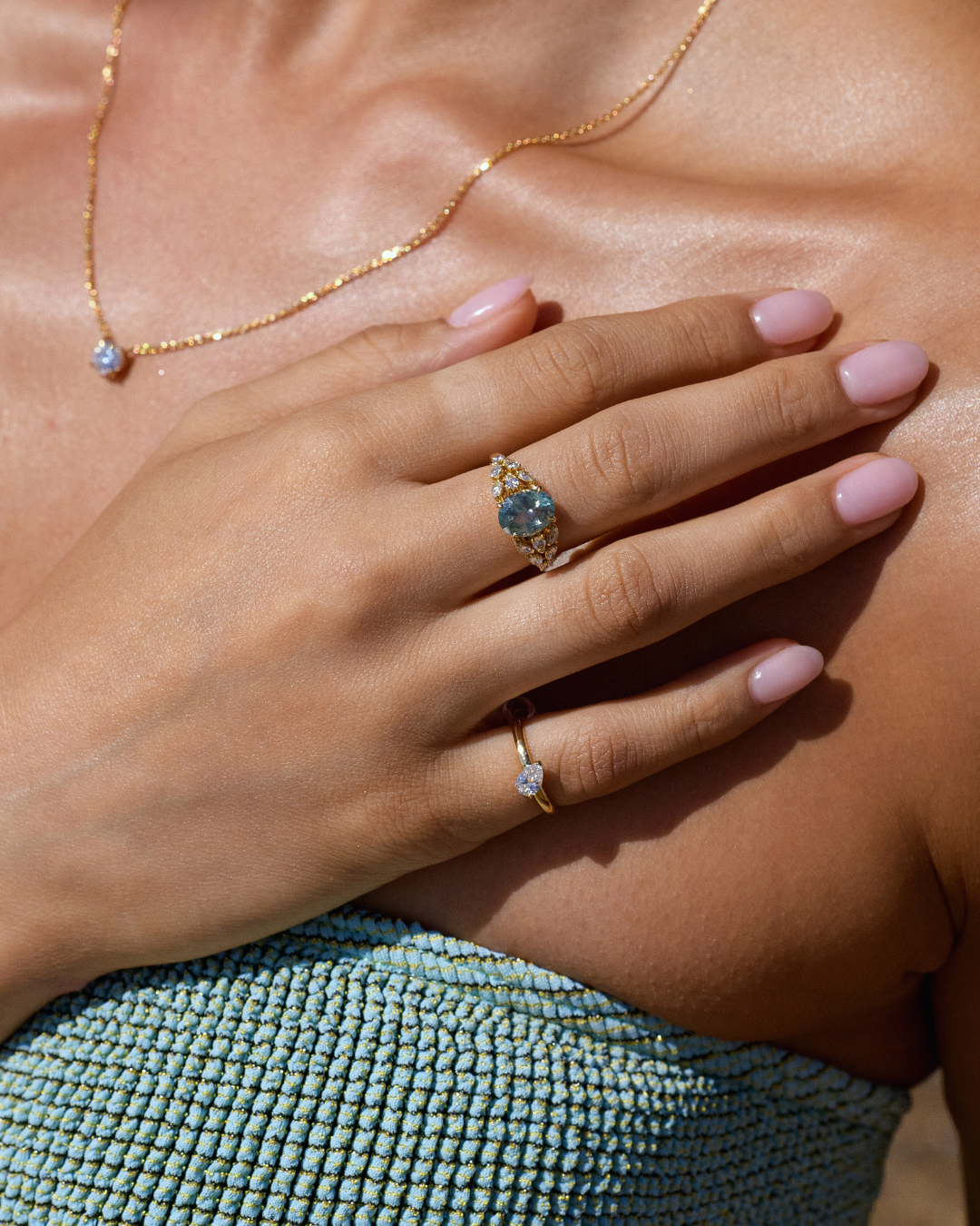 Sapphire Cocktail Ring Pinky Diamond