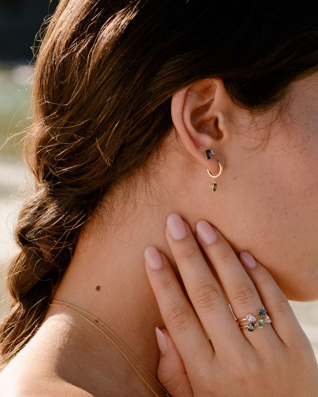 Sapphire Hoop Earrings Worn
