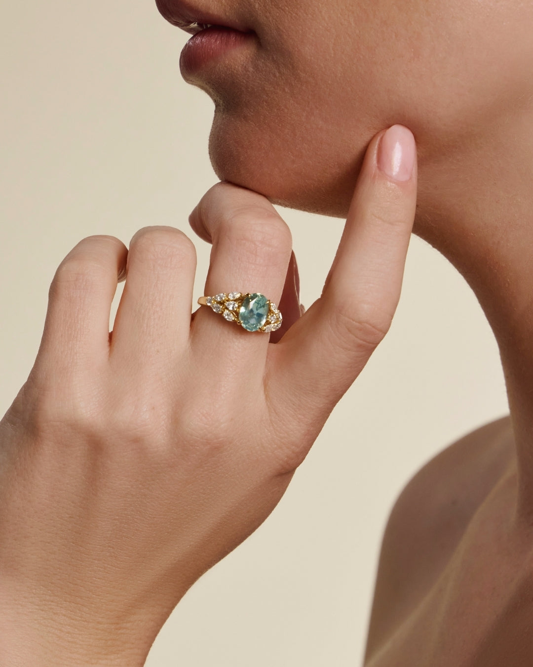 Studio Tallow Cocktail Ring Sapphire Diamonds
