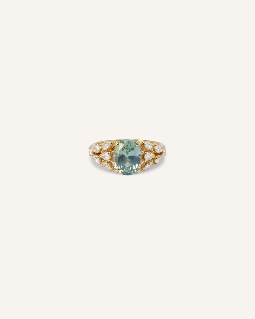 Tallow Cocktail Ring Sapphire Diamonds