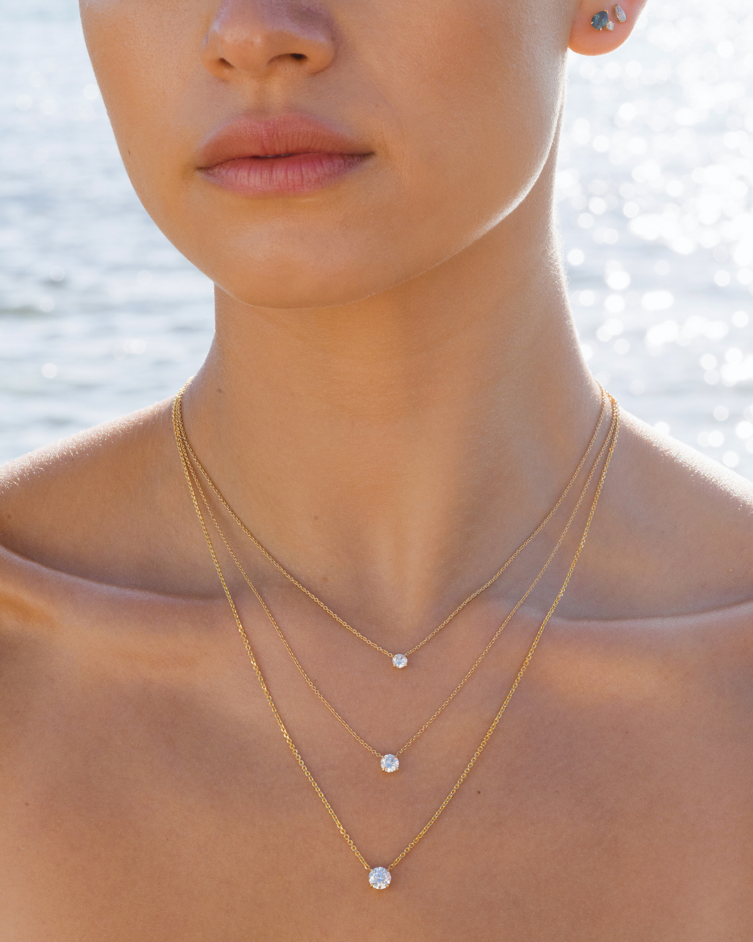 Three Round Solitaire Diamond Necklaces