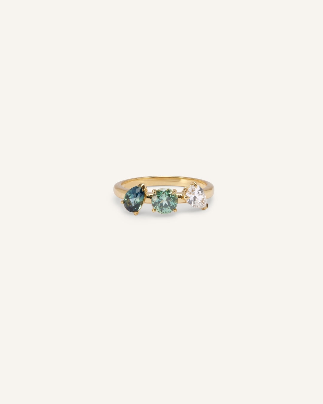 Three Stone Ring Sapphire Diamond